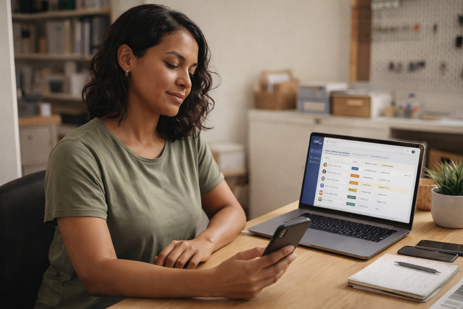 Pessoa utilizando ZapCRM no trabalho